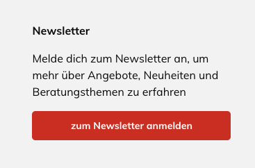 Ein einfacher Anmeldekasten für den Fahrrad.de Newsletter. Die Headline ist nur "Newsletter", der Text generisch und der CTA "zum Newsletter anmelden".