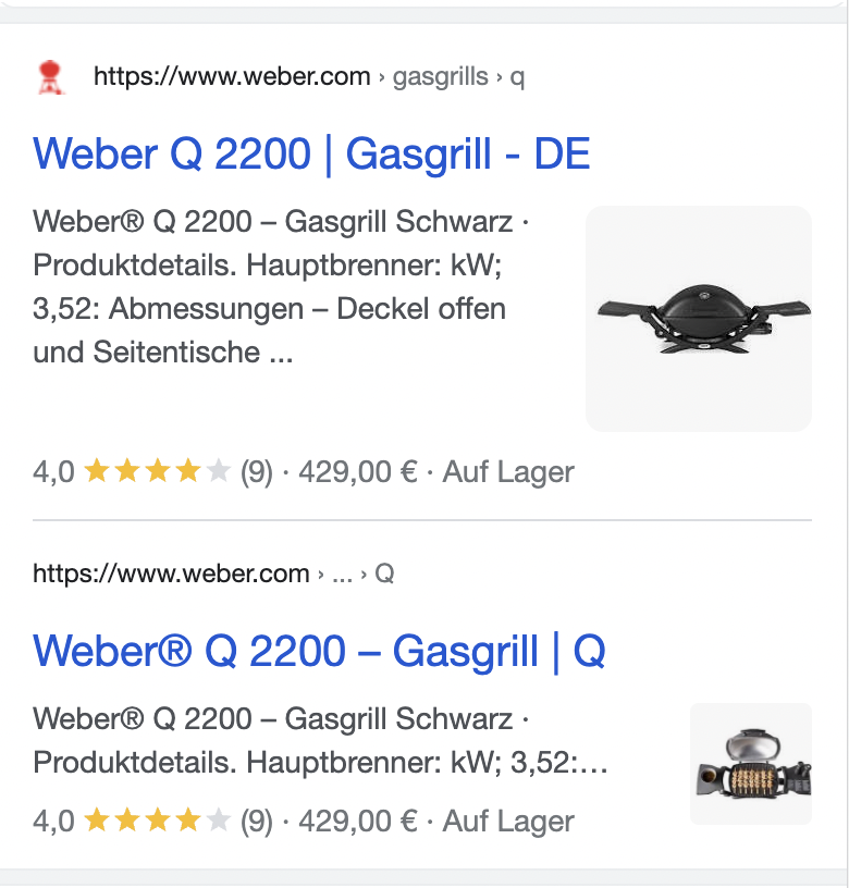 variierende Titles bei Weber