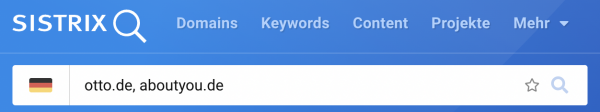 Sistrix Suche mit Domainvergleich