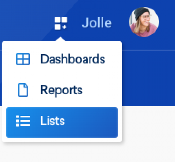 Screenshot Sistrix Menüpunkte Dashboards, Reports, Lists.