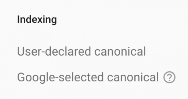 Screenshot mit "User-declared canonical" vs. "Google-selected canonical" im GSC-Page-Test / Inspection Tool