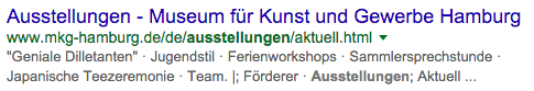 Snippet Design: Selbstgebasteltes Google Snippet für das MKG Hamburg